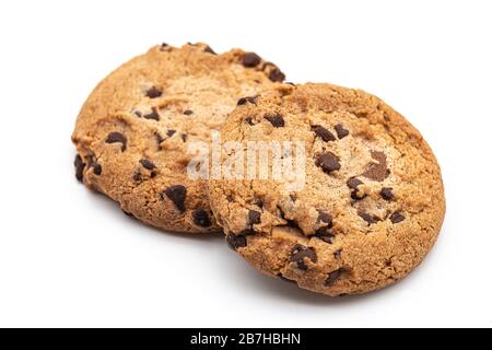 Isoliert auf weißem Hintergrund mit Schokosplittern Stockfoto