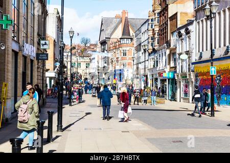 Lincoln City High Street, Lincoln, England, Lincoln City, Fußgängerzone, Einkaufsviertel, High Street, Lincoln City, Shopping, Straße und Straße Stockfoto