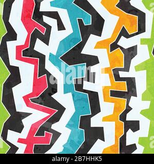 Farbiges Graffiti-Muster mit Grunge-Effekt Stock Vektor