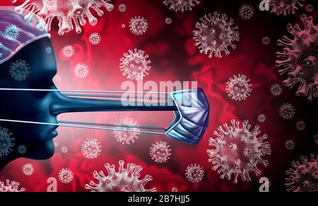 Coronavirus Lügen und Virus-Fakten liegen als unehrlicher Lügenarzt und verbreiten als Arzt mit langer Nase als Metapher falsche medizinische Informationen. Stockfoto