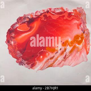 Kunstfleck mit Tinte, Farbe, abstrakt. Rot bunt abstrakte Malerei Stockfoto