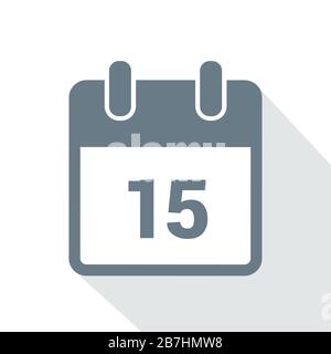 Einfaches Kalendersymbol 15 auf weißer Hintergrundvektor-Abbildung EPS10 Stock Vektor