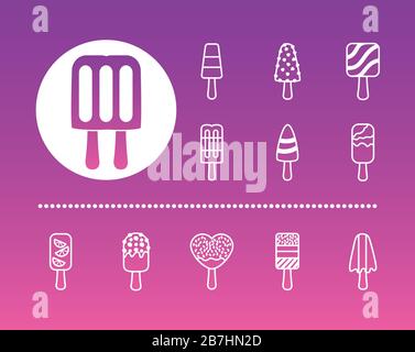 Set Icons für Eiscremes Stock Vektor