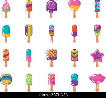 Set Icons für Eiscremes Stock Vektor