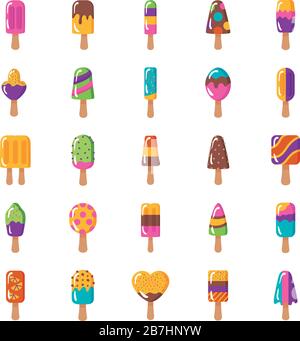 Set Icons für Eiscremes Stock Vektor