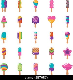 Set Icons für Eiscremes Stock Vektor