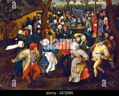 Der Hochzeitstanz im Freien von Pieter Brueghel, dem Jüngeren 1564-1637, der Familie Brueghel ( Bruegel oder Breughel ), flämischen Malern 16. Bis 17. Jahrhundert, Belgier, Belgien. Stockfoto