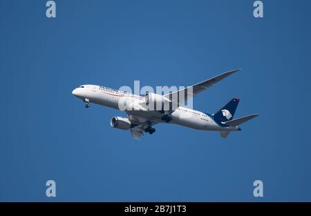 März 2020, London, Großbritannien. Aeromexico Dreamliner N446AM auf dem Weg nach Heathrow, von Mexiko-Stadt kommend. Stockfoto