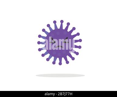 Coronavirus Bakterium Icon Flat Style, 2019-nCoV Roman Coronavirus Bakterien. Keine Infektionskonzepte. Gefährliche Pneumonie-Pandemie. Stock Vektor