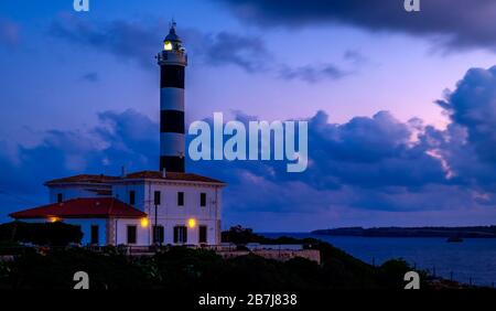 Leuchtturm Portcolom. Mallorca, Balearen.Spanien Stockfoto