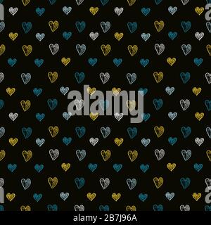 Nahtloser Vektor mit Herzhintergrund. Modisches Muster mit liebenseltem Doodle-Thema. Stock Vektor