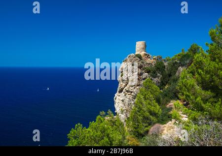 Mirador de Sa Creueta, Sa Creueta belvedere. Pollença, Mallorca. Balearen, Spanien. Stockfoto