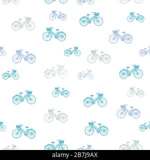 Retro-Fahrradmuster - nahtloser Vektorhintergrund für Stadtbike. Stock Vektor