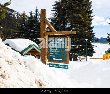 Wegweiser in Manning Park, British Columbia, Kanada Stockfoto