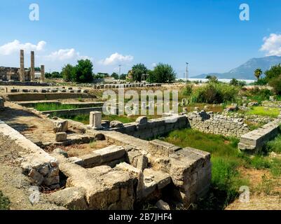 Bouleuterion in der Altstadt von Letoon. Mugla, Türkei Stockfoto