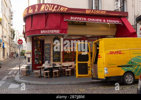 Cafe des 2 Moulins Montmartre im Stadtteil Paris Frankreich Stockfoto