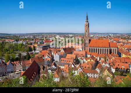 Blick auf die Stadt Landshuter in Bayern Stockfoto