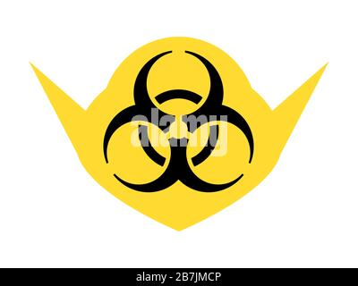Medizinische Maske mit einem Biohazard-Zeichen. COVID-19. Coronavirus 2019-nCoV, Atemsyndrom im mittleren Osten. Vektorgrafiken Stock Vektor
