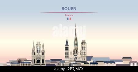 Vektordarstellung der Skyline der Stadt Rouen auf farbenfrohem Gradienten schöner Hintergrund tagsüber Stock Vektor