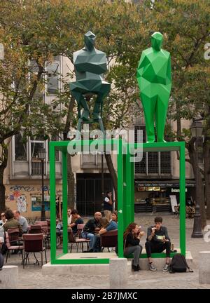 Skulpturen von Richard Rogers und Renzo Piano von Xavier Veilhan Paris Frankreich Stockfoto