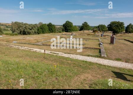 Allgemeine Ansicht über die römische Festung Abusina-Eining, Eining bei Abensberg, Bayern, Deutschland. Stockfoto