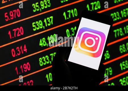 Polen. März 2020. In dieser Abbildung wird ein Instagram-Logo angezeigt, das auf einem Smartphone angezeigt wird. Kredit: Filip Radwanski/SOPA images/ZUMA Wire/Alamy Live News Stockfoto