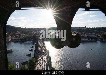 Tschechische Republik, Prag, Architektur, Karlsbrücke. Moldau. Stockfoto