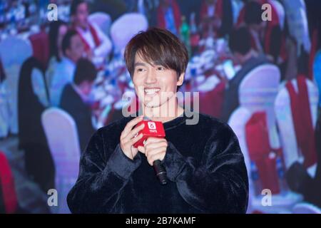 Der taiwanesische Schauspieler, Model und Sänger Jerry Yan besucht Xin Youzhi, eine Veranstaltung der Marke Promotonal in Guangzhou, der südchinesischen Provinz Guangdong, am 8. Januar 2 Stockfoto