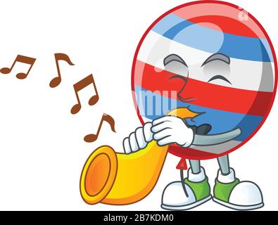 Selbstständigkeit Tag Ballon Cartoon Charakter Musik mit einer Trompete spielen Stock Vektor