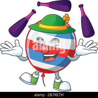 Selbstständigkeit Tag Ballon Cartoon Character Concept spielt gerne Juggling Stock Vektor