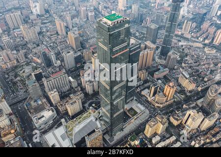 --FILE--eine Luftansicht des Changsha International Finance Square Tower T1, der der höchste Wolkenkratzer ist, provinziell und das zehnthöchste Gebäude Stockfoto