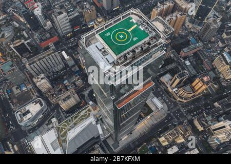 --FILE--eine Luftansicht des Changsha International Finance Square Tower T1, der der höchste Wolkenkratzer ist, provinziell und das zehnthöchste Gebäude Stockfoto