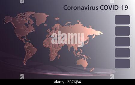 Infografik-Weltkarte Coronavirus COVID-19 Vorlage leer Stockfoto