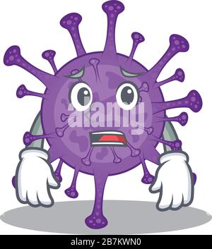 Cartoon-Bild des Rindercoronavirus mit ängstlichen Gesichtes Stock Vektor