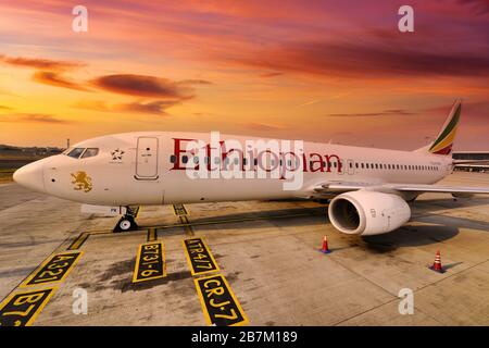 Flugzeuge Der Ethiopian Airlines Boeing 737 Stockfoto