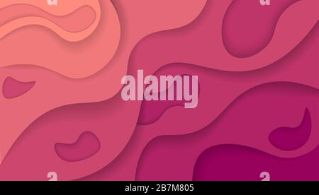 Bunte pastellrosa und orangefarbene Welle mit verschiedenen geometrischen Formen Hintergrund Stock Vektor