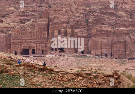 Königsgräber im Tal von Petra im Wadi Musa Stockfoto