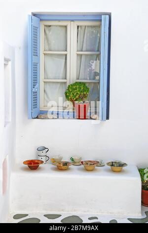 Traditioneller Hof auf der Ano Koufonisi Insel Kykladen Griechenland Stockfoto