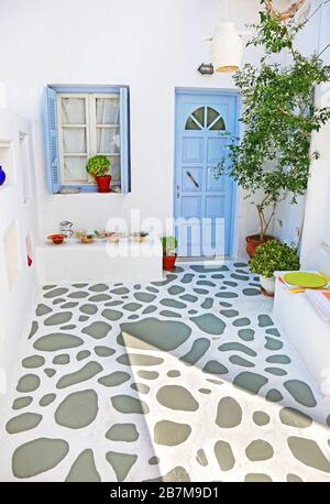 Traditioneller Hof auf der Ano Koufonisi Insel Kykladen Griechenland Stockfoto