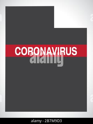 Utah USA Bundeslandkarte mit Coronavirus Warnillustration Stock Vektor