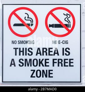 Dieser Bereich ist ein Zeichen für rauchfreie Zonen ohne rauchende Symbole Stockfoto