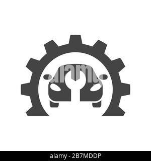 Auto Mit Schraubenschlüssel Mechanische Werkzeugsymbol Stock