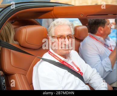 turin, Italien, 19. juni 2019, Giorgetto Giugiaro fotografierte auf einem seiner prächtigen Autos auf dem Turiner Autosalon Stockfoto