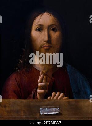 Christus Segen, Salvator Mundi, Antonello da Messina, 1465, Stockfoto