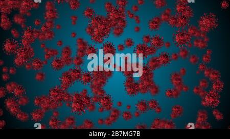 Coronavirus COVID-19 Alarm SOS. Pandemic Virus Medical Health Risk, Immunology, Virology, Epidemiology Concept. 3D-Rendering. Stockfoto