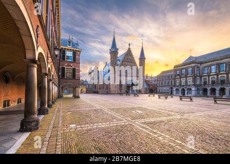 Den Haag, Niederlande, in der Morningzeit am Ridderzaal. Stockfoto