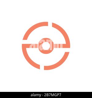 Nummer 2e einfacher Logo-Vektor mit geometrischer Kreislinie Stock Vektor