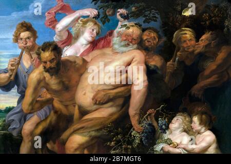 Betrunkenes Silenus unterstützt von Satyrs, "Anthony van Dyck", ca. 1620, Stockfoto