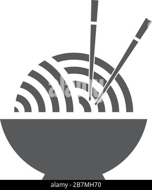 Nudelschüssel mit einfachem geometrischen Dekorationsvektor aus Essstäbchen Stock Vektor