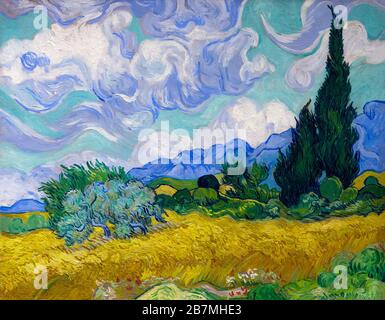 Ein Wheatfield, mit Zypsen, Vincent van Gogh, Stockfoto